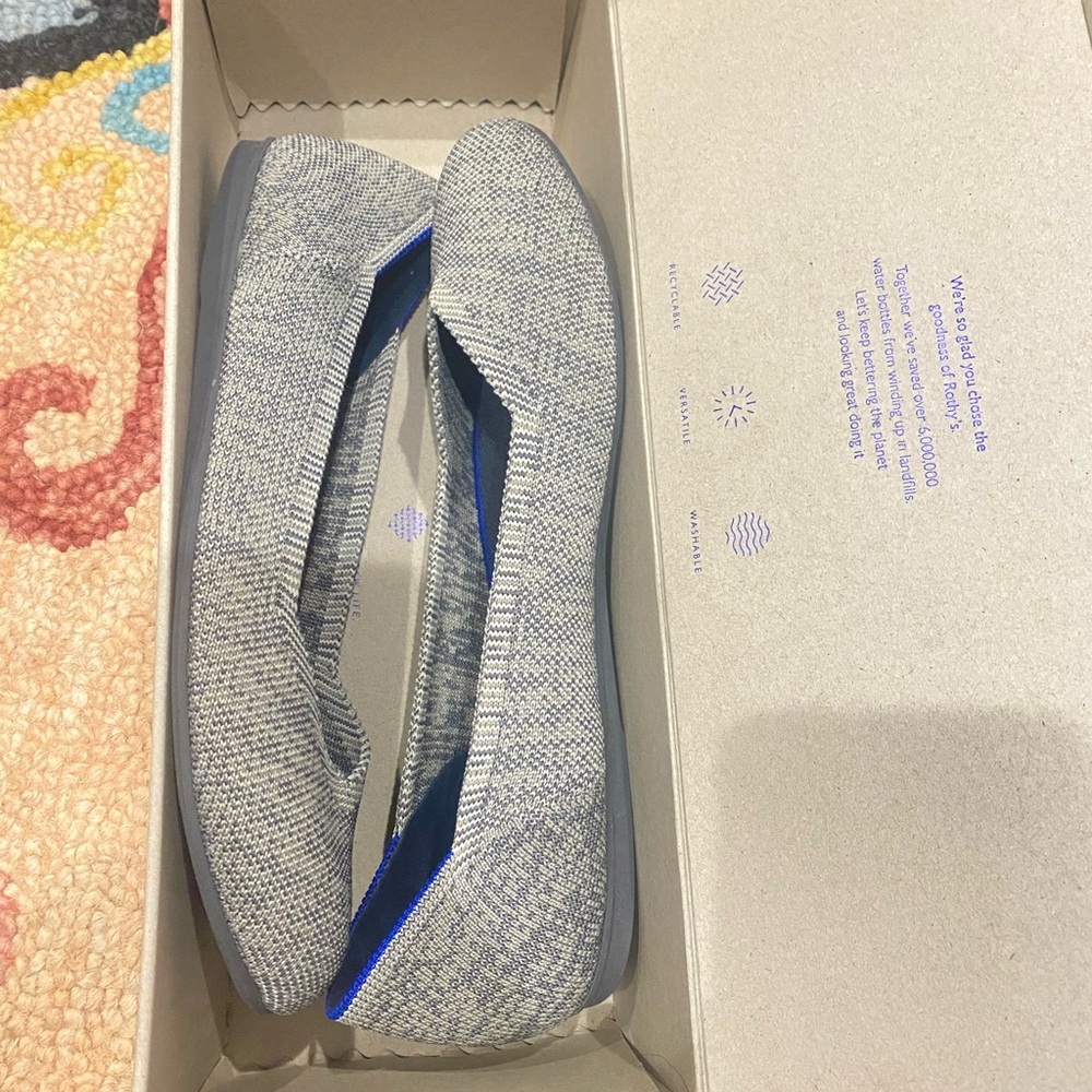 ROTHY'S 9.5 GRAY/SILVER GLITTER KNIT SHOES FLATS - Picture 3 of 5